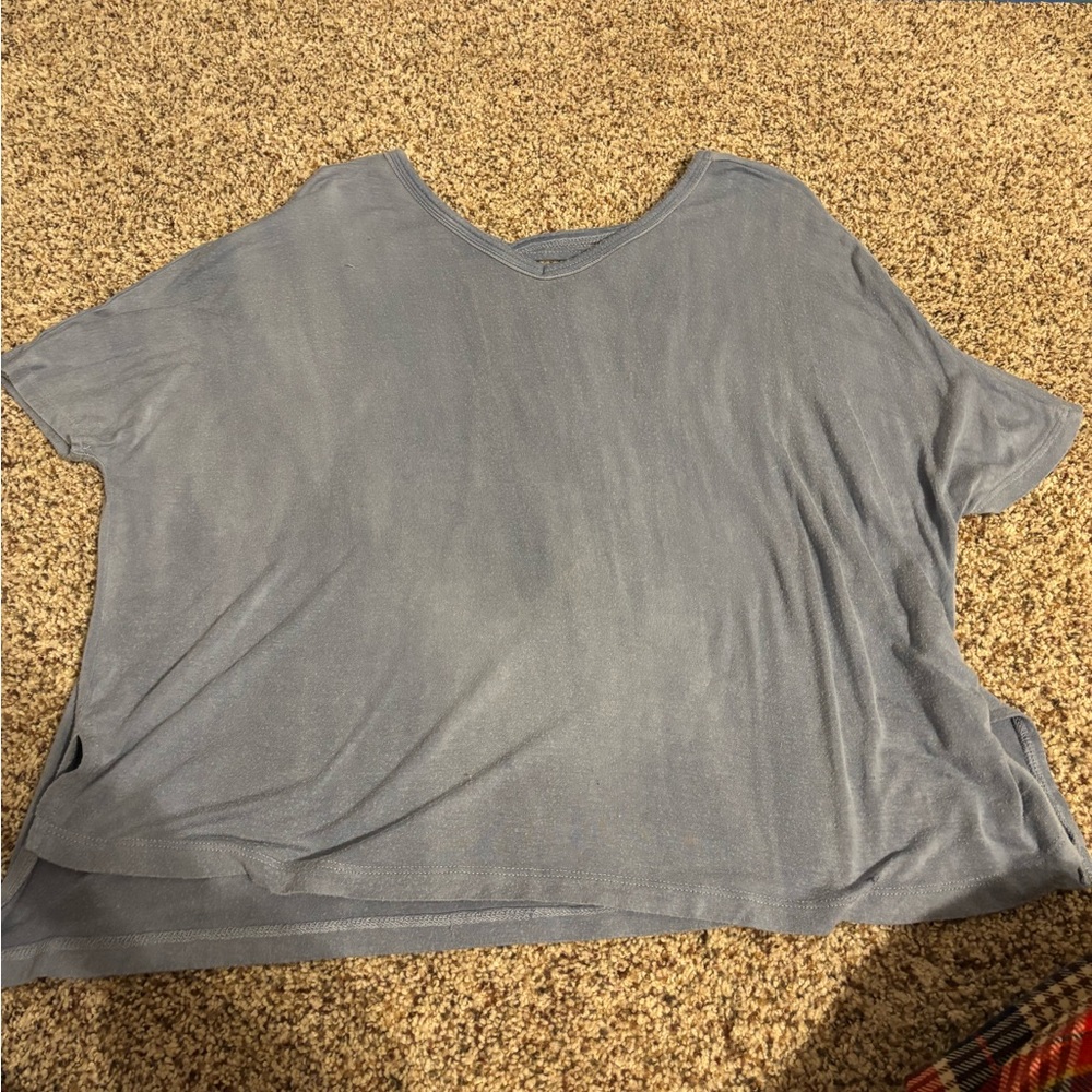 Women's Blue V-Neck Top